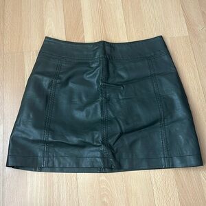 Green leather free people skirt